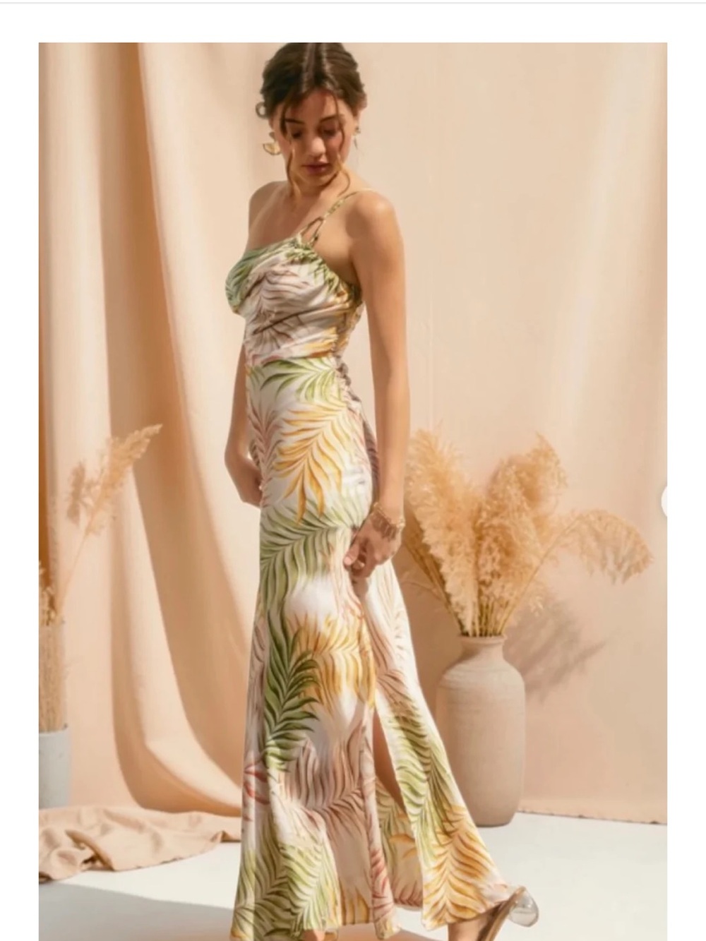NWT SUMMERHAUS DESERT PALM ONE SHOULDER MAXI Large - Picture 2 of 11